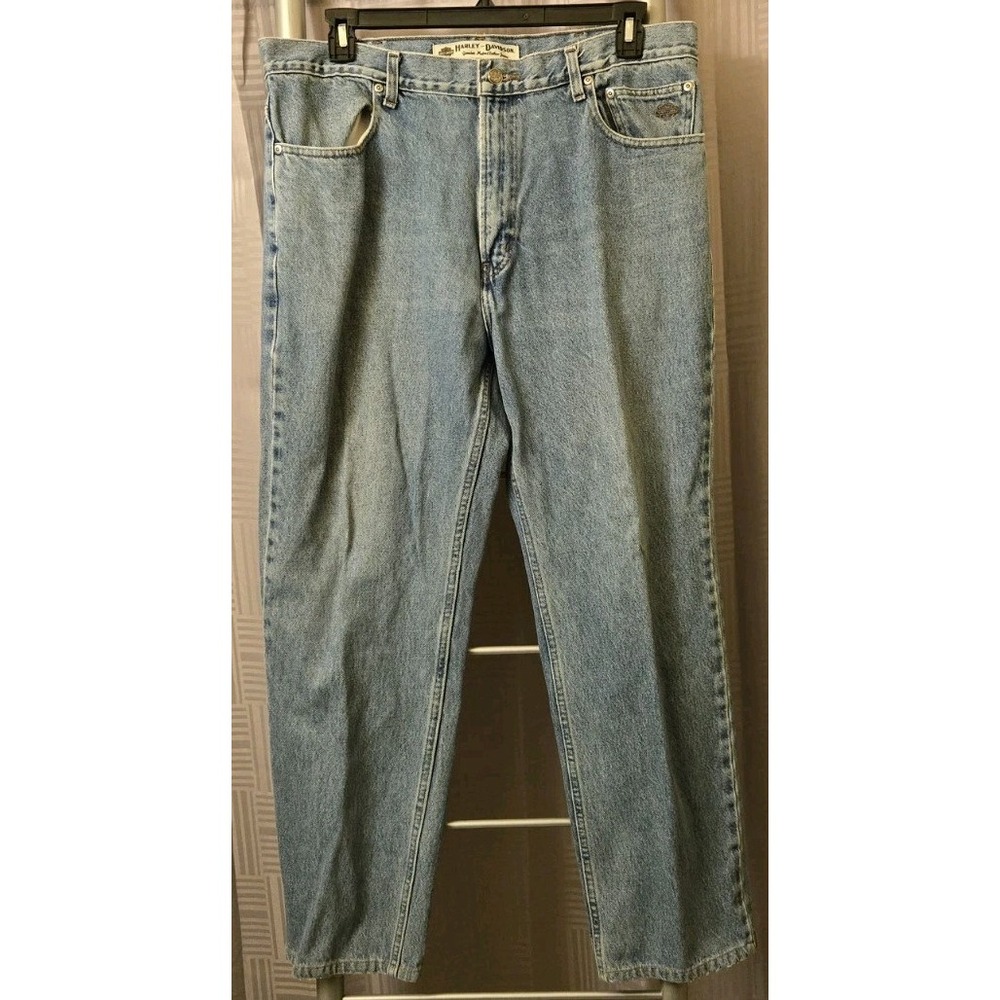 Harley Davidson Jeans Men Straight Medium Wash Denim Motorcycle‎ 38x34 (M 38x30)